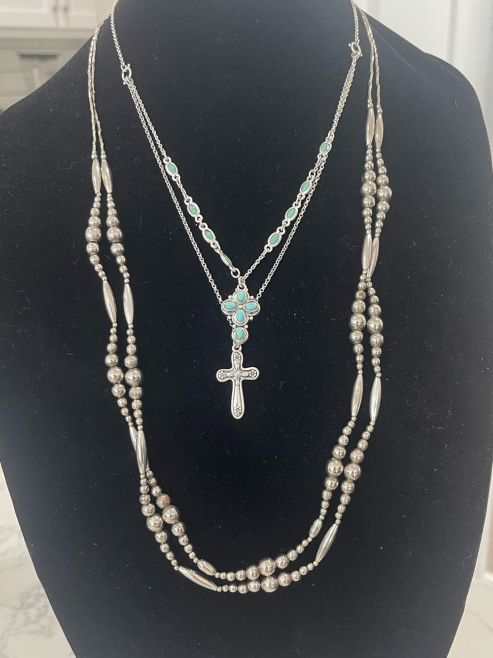 Lucky Brand Silver-Tone Layered Necklace with Turquoise Accents - Picture 6 of 8